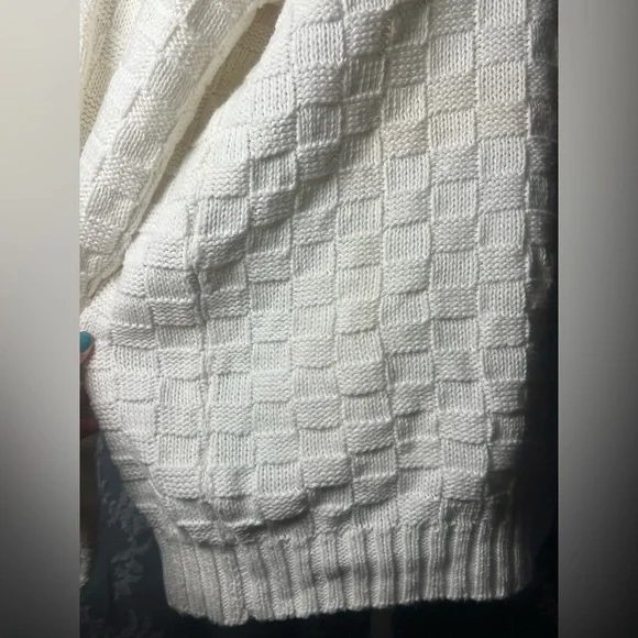 Vintage Gap 90s White Textured Knit Sweater Small Cozy Minimalist - Picture 8 of 15